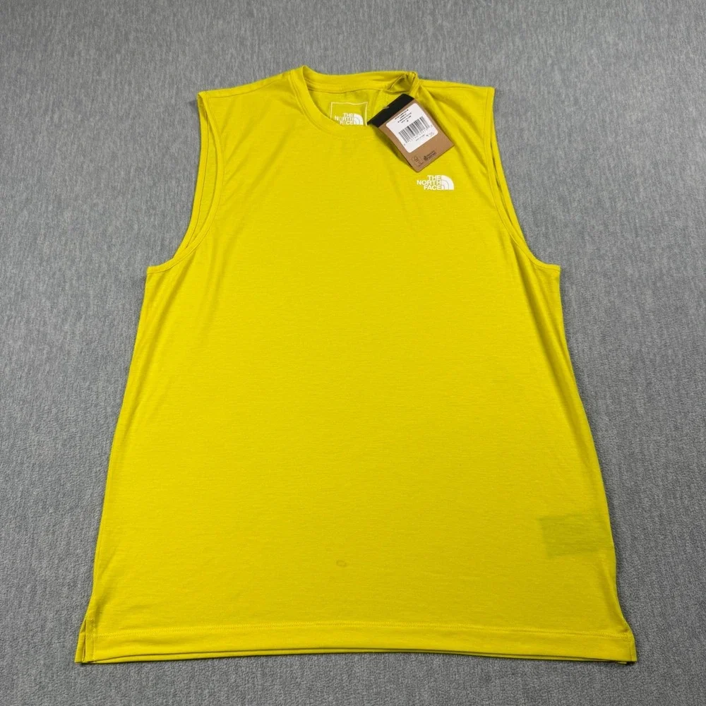 The North Face Tank Top Mens Medium Yellow Wander Sleeveless Shirt Athletic NWT